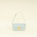 Celine Soft Blue Claude Triomphe Shiny Shoulder Bag