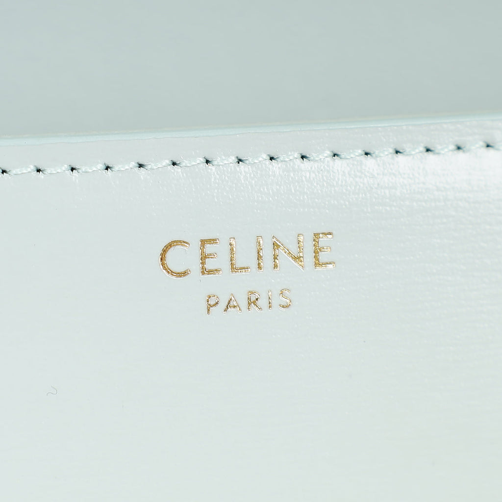 Celine Soft Blue Claude Triomphe Shiny Shoulder Bag