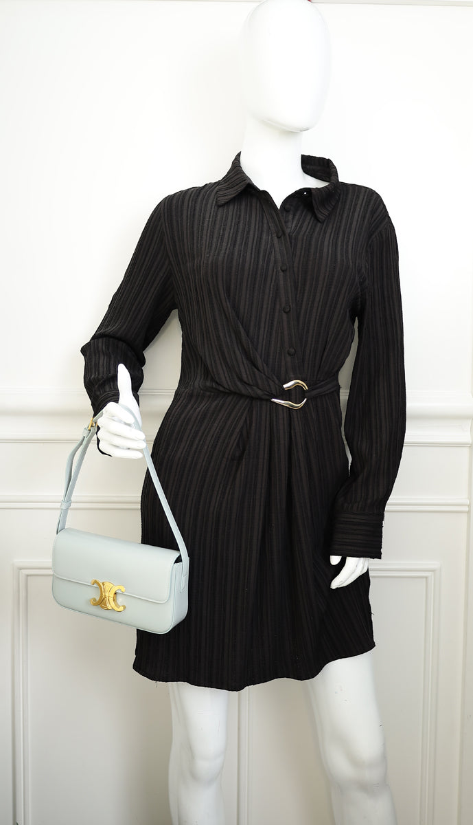 Celine Soft Blue Claude Triomphe Shiny Shoulder Bag