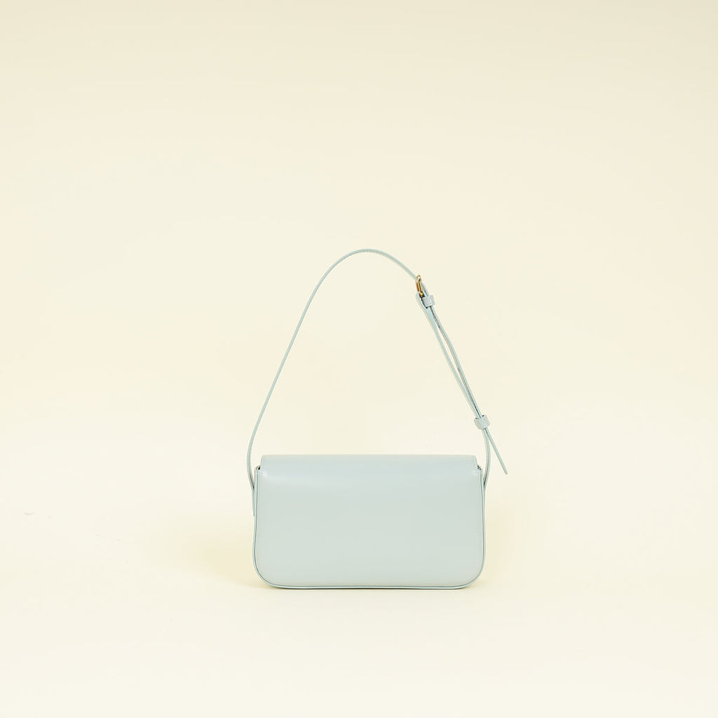 Celine Soft Blue Claude Triomphe Shiny Shoulder Bag