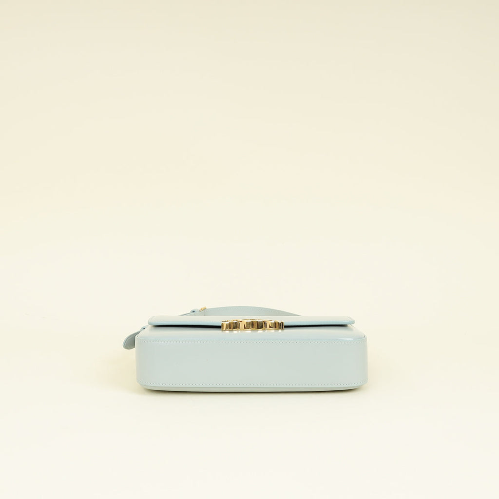 Celine Soft Blue Claude Triomphe Shiny Shoulder Bag