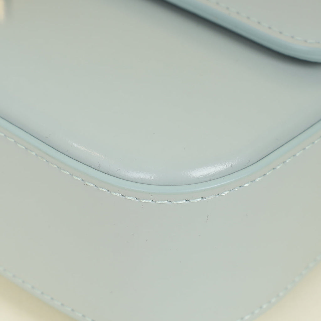 Celine Soft Blue Claude Triomphe Shiny Shoulder Bag