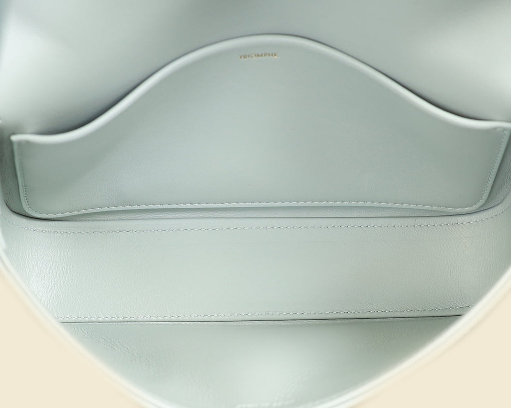 Celine Soft Blue Claude Triomphe Shiny Shoulder Bag