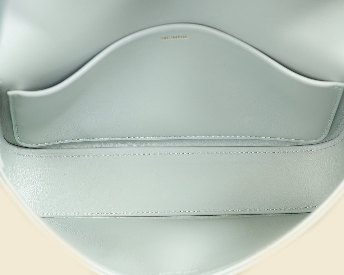 Celine Soft Blue Claude Triomphe Shiny Shoulder Bag