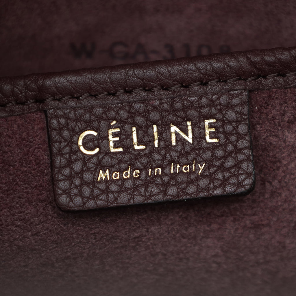 Celine Burgundy Nano Luggage Bag