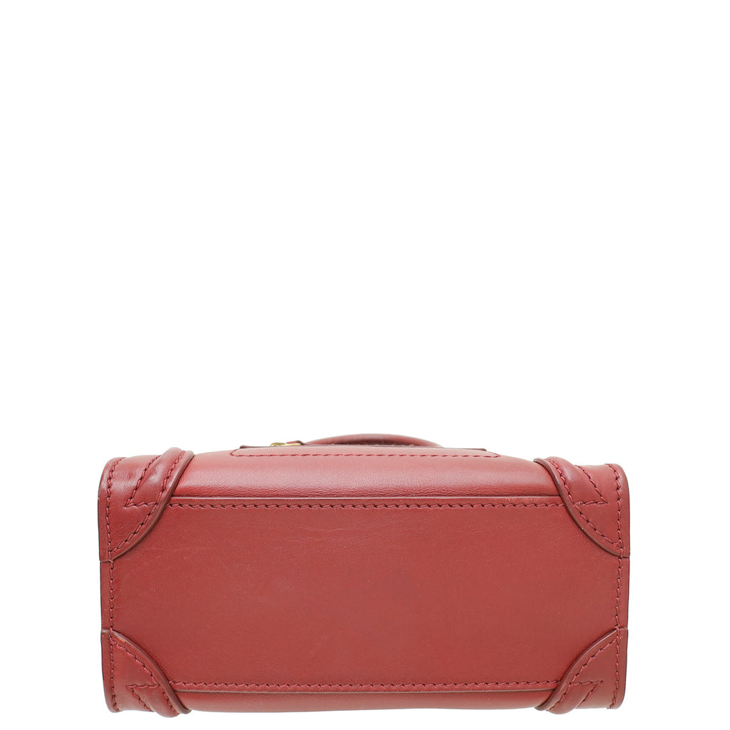 Celine Dark Red Nano Luggage Bag