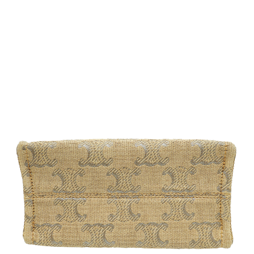 Celine Bicolor Triomphe All Over Small Raffia Effect Cabas Bag