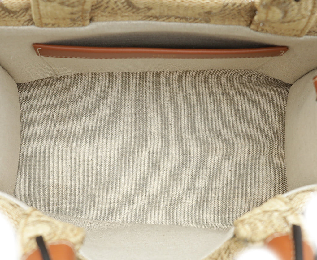 Celine Bicolor Triomphe All Over Small Raffia Effect Cabas Bag