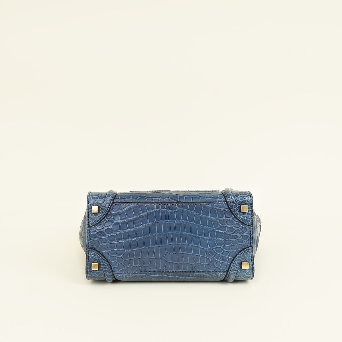 Celine Blue Matte Crocodile Micro Luggage Bag