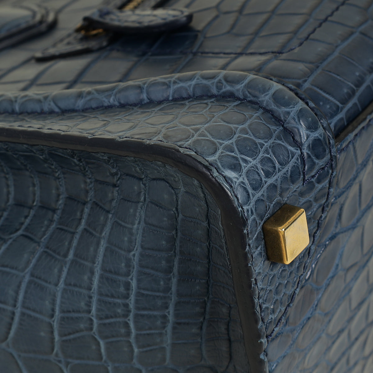 Celine Blue Matte Crocodile Micro Luggage Bag