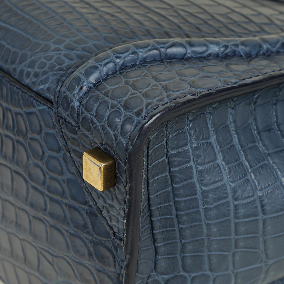 Celine Blue Matte Crocodile Micro Luggage Bag