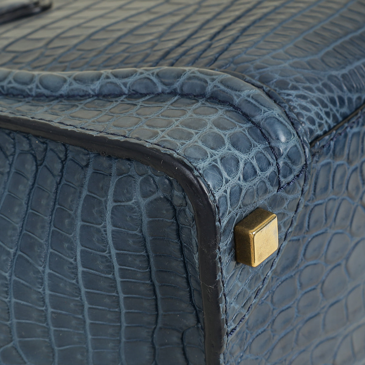 Celine Blue Matte Crocodile Micro Luggage Bag