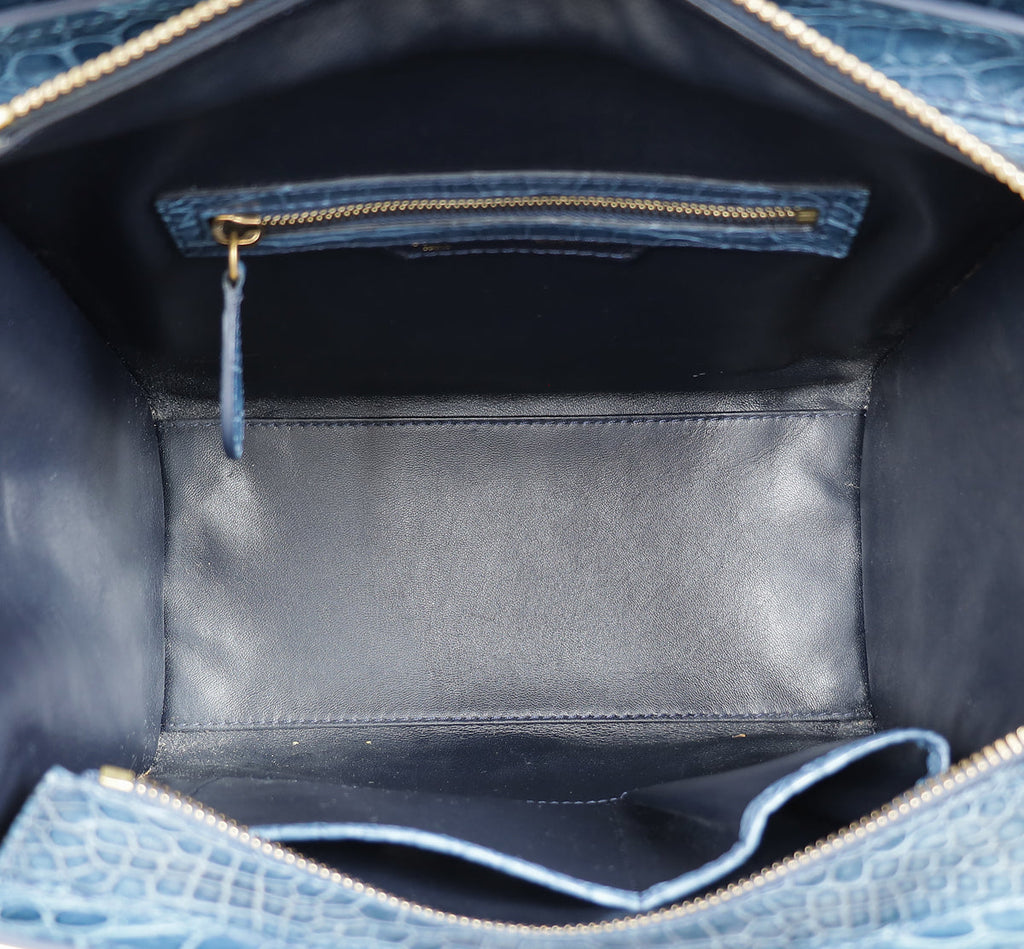 Celine Blue Matte Crocodile Micro Luggage Bag