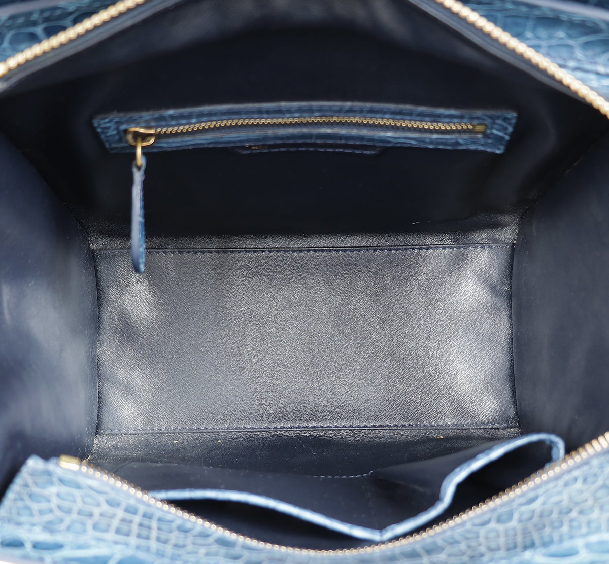 Celine Blue Matte Crocodile Micro Luggage Bag