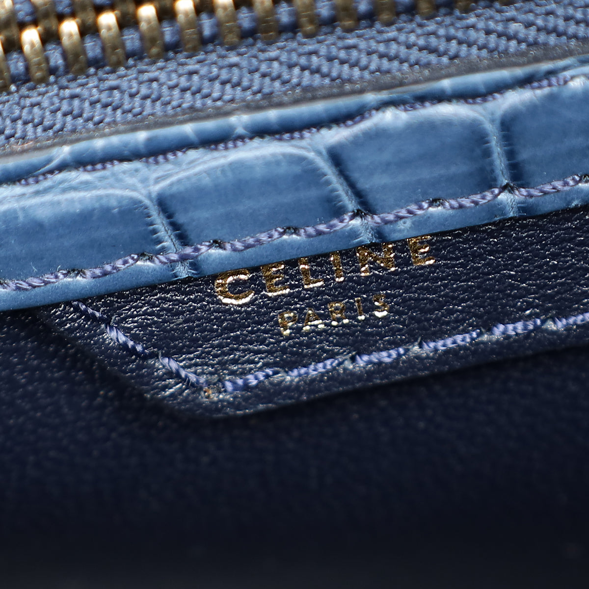 Celine Blue Matte Crocodile Micro Luggage Bag
