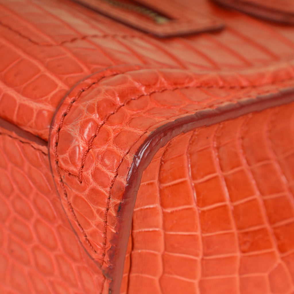 Celine Orange Crocodile Nano Luggage Bag