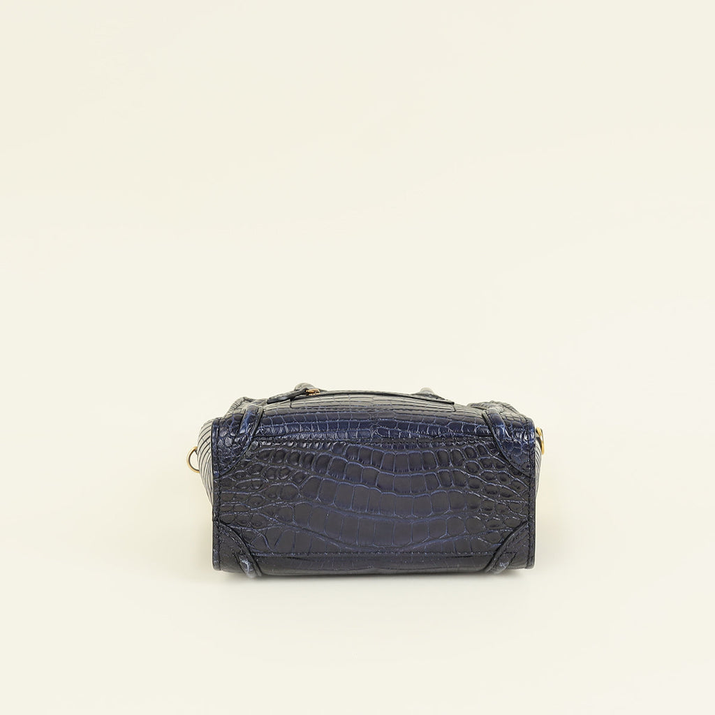 Celine Blue Crocodile Nano Luggage Bag