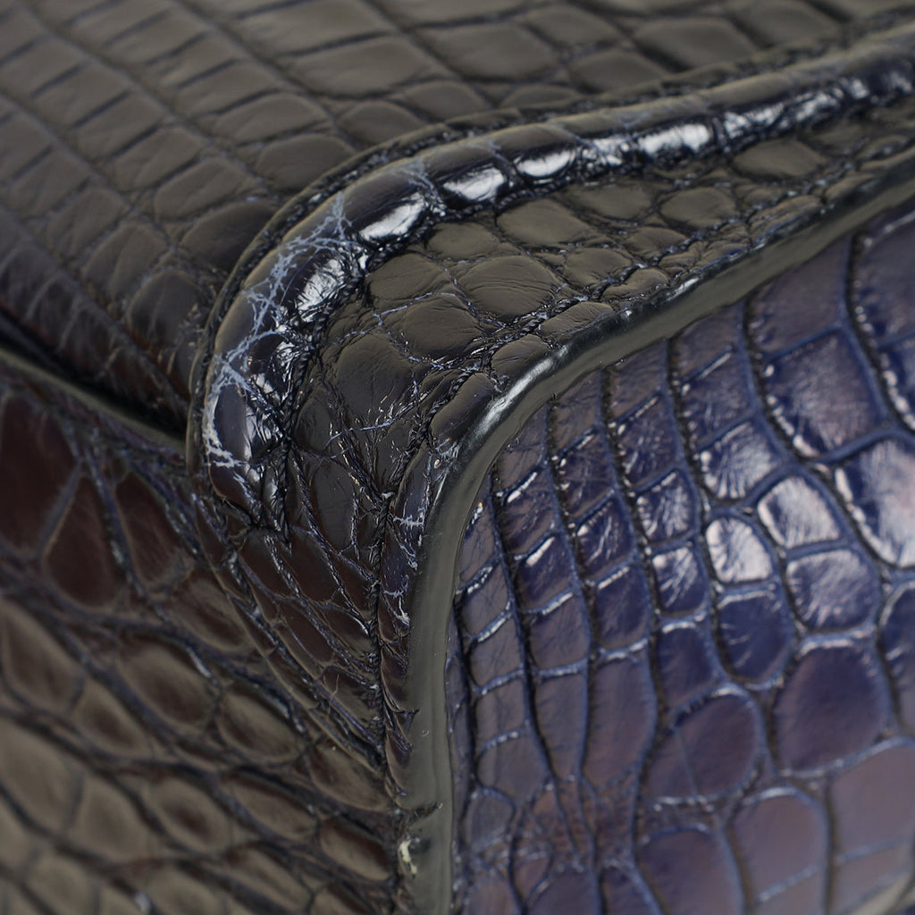 Celine Blue Crocodile Nano Luggage Bag