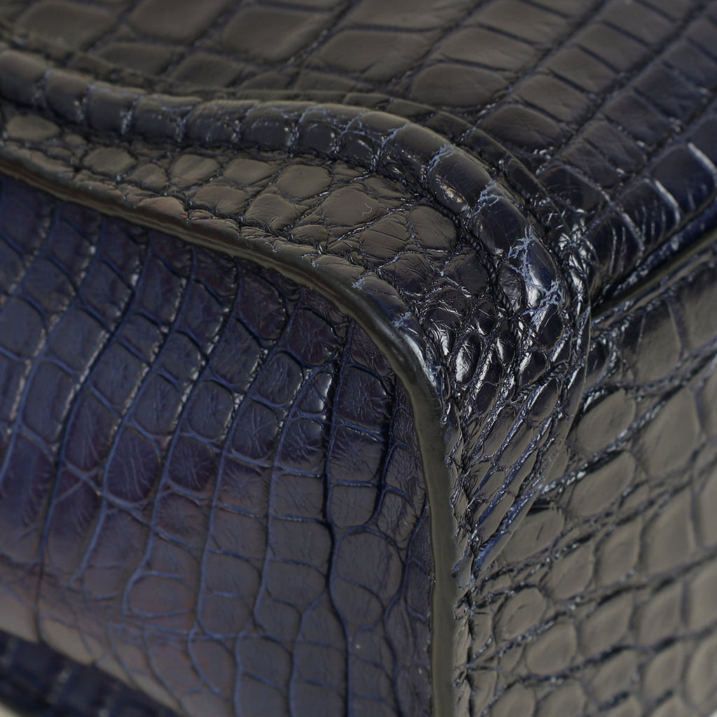 Celine Blue Crocodile Nano Luggage Bag