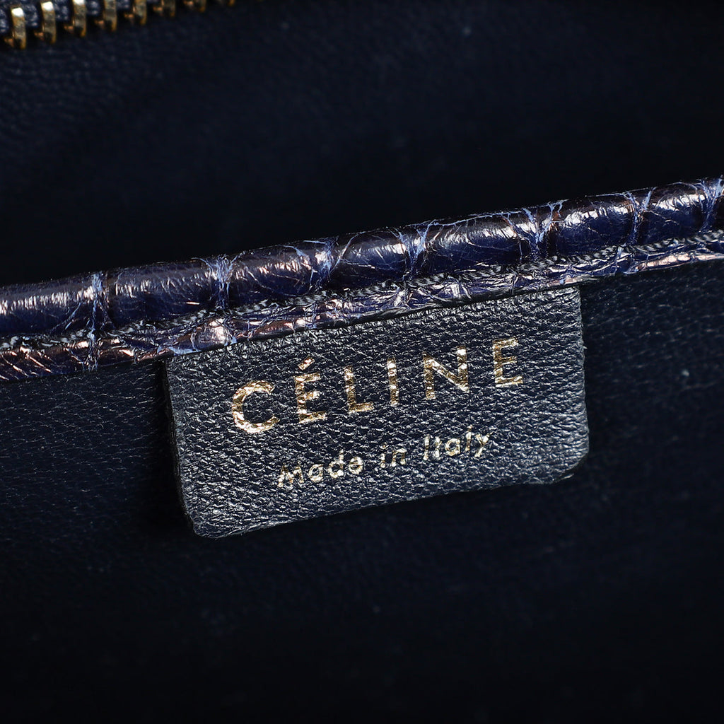 Celine Blue Crocodile Nano Luggage Bag