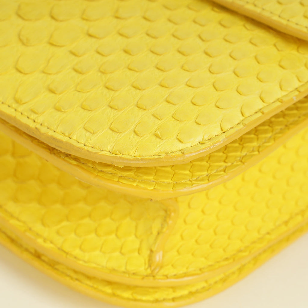 Celine Yellow Python Box Medium Shoulder Bag