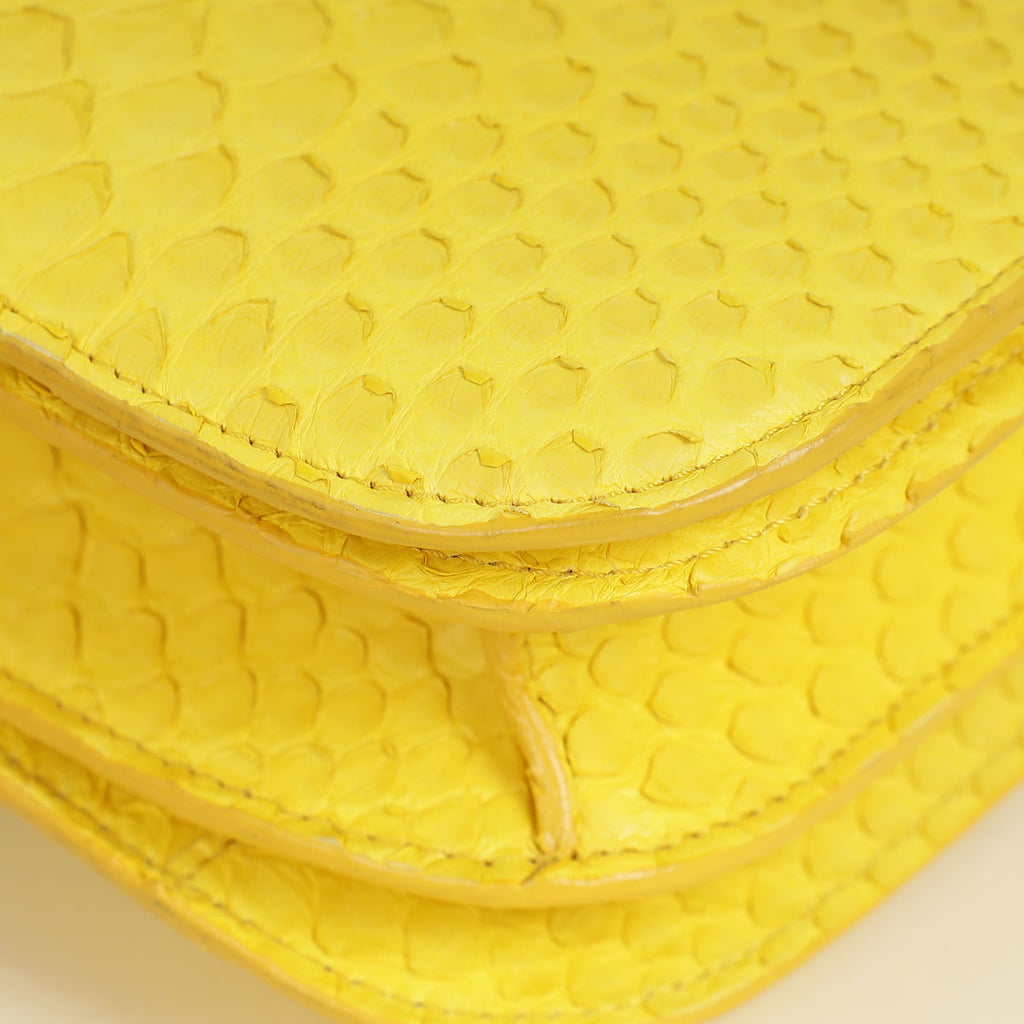 Celine Yellow Python Box Medium Shoulder Bag