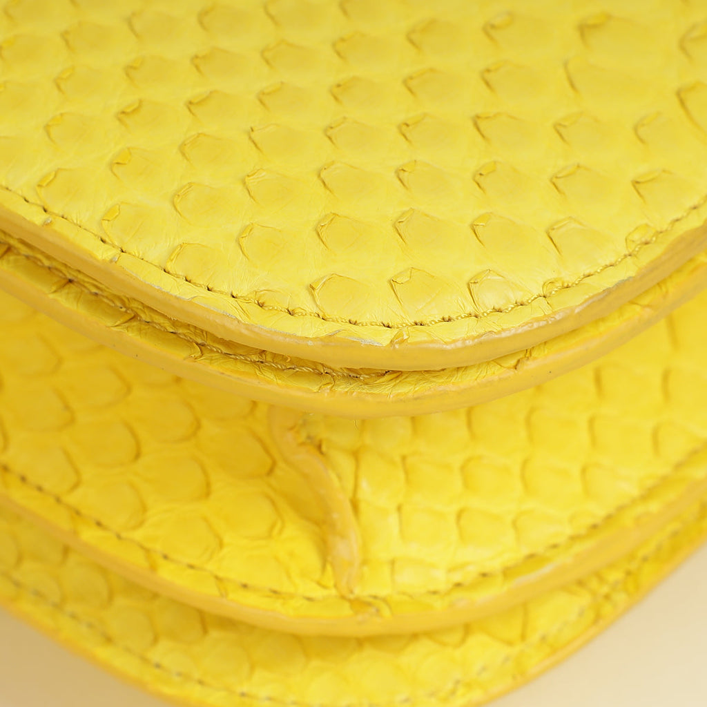 Celine Yellow Python Box Medium Shoulder Bag