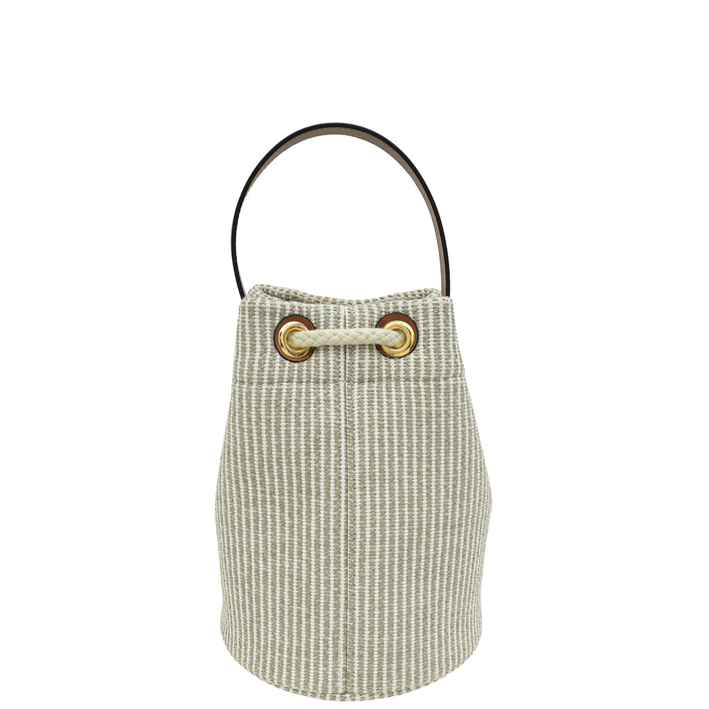 Celine Beige Teen Drawstring in Striped Textile Bag