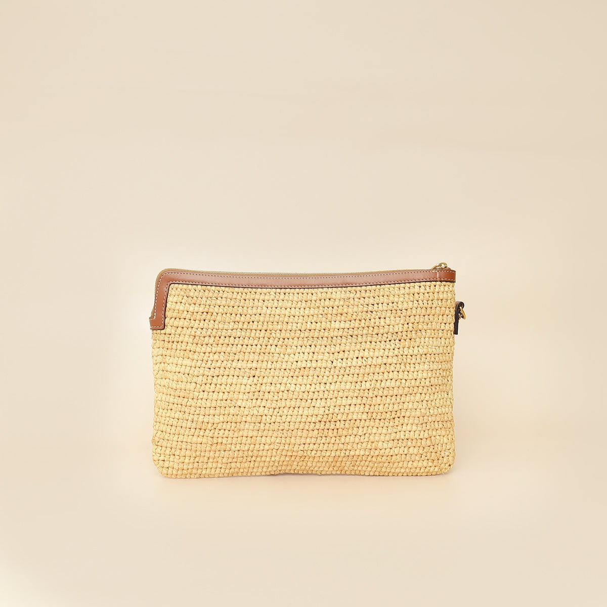 Celine Bicolor Raffia Triomphe Small Wristlet Pouch