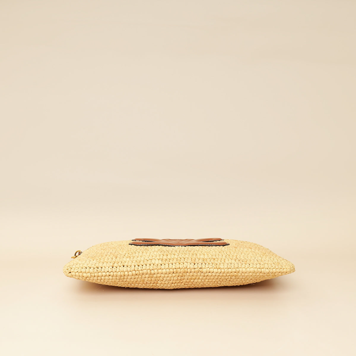 Celine Bicolor Raffia Triomphe Small Wristlet Pouch