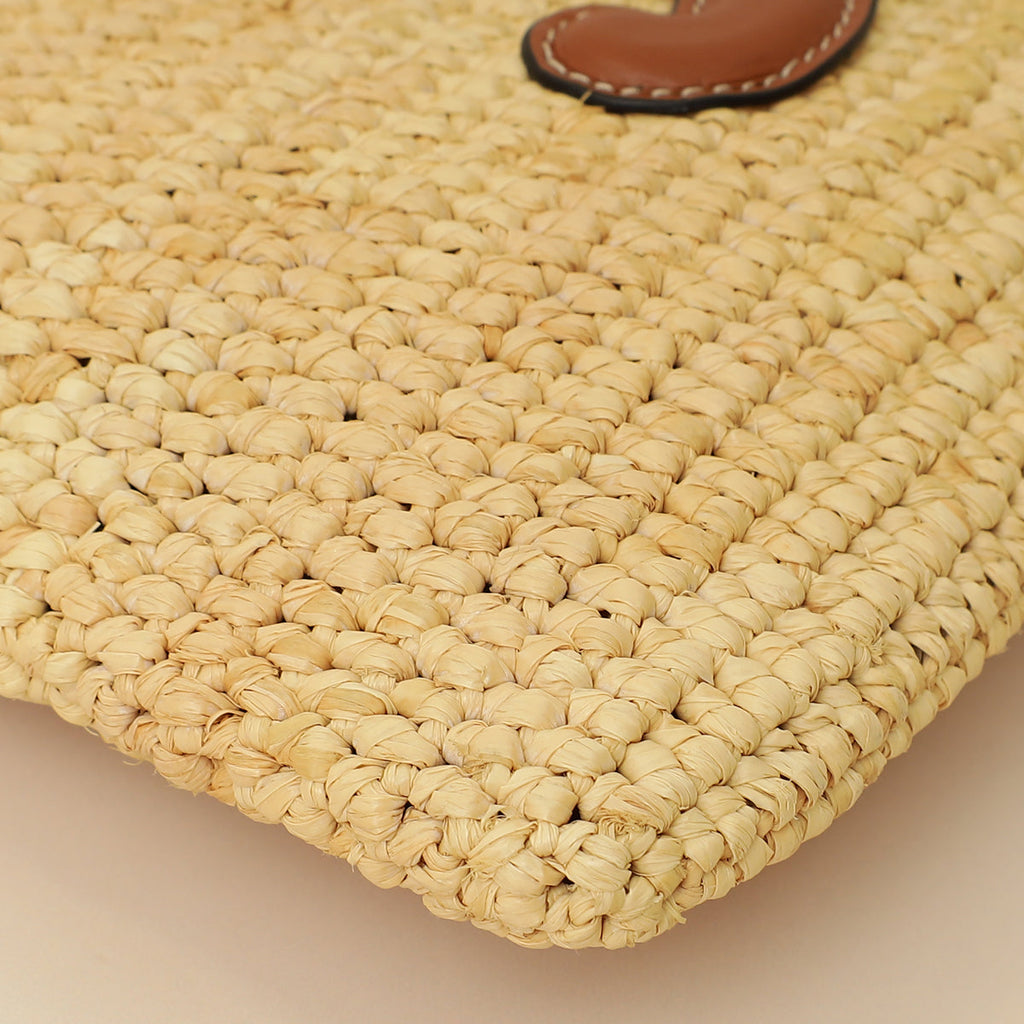 Celine Bicolor Raffia Triomphe Small Wristlet Pouch