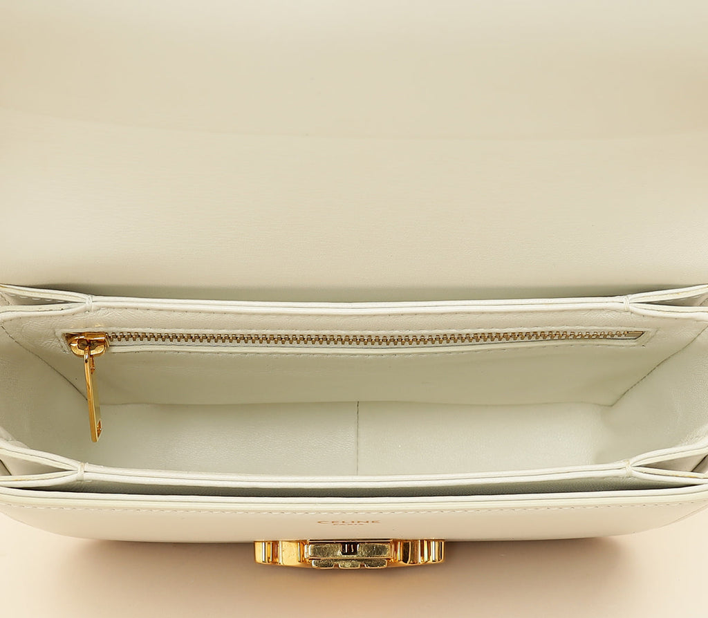 Celine White Teen Triomphe Shoulder Bag