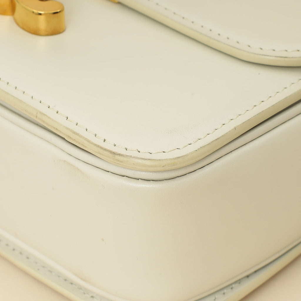 Celine White Teen Triomphe Shoulder Bag