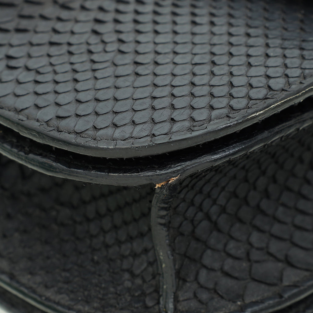 Celine Black Classic Box Python Medium Shoulder Bag