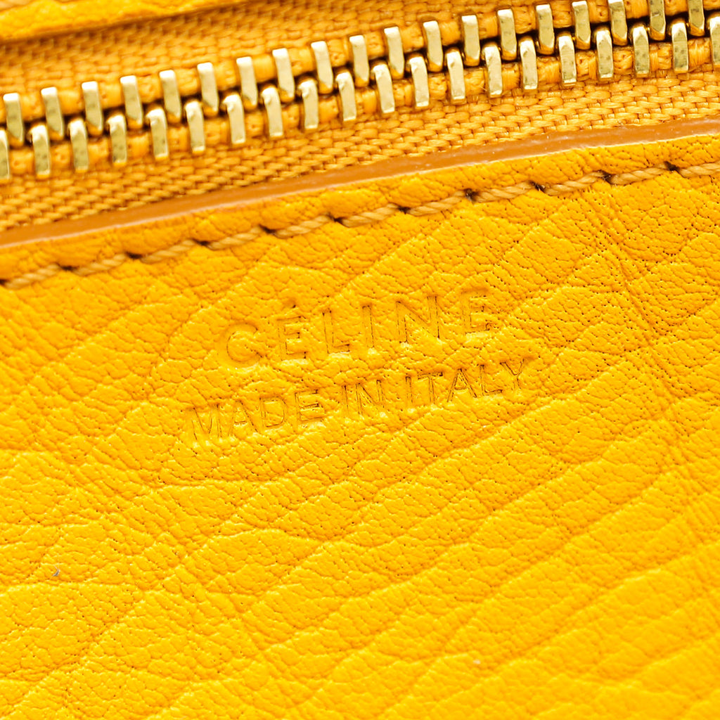 Celine Mustard Yellow Tie Tote Small Bag w/Pouch