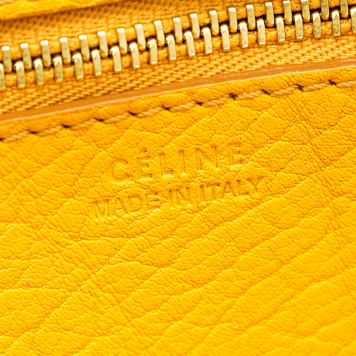 Celine Mustard Yellow Tie Tote Small Bag w/Pouch