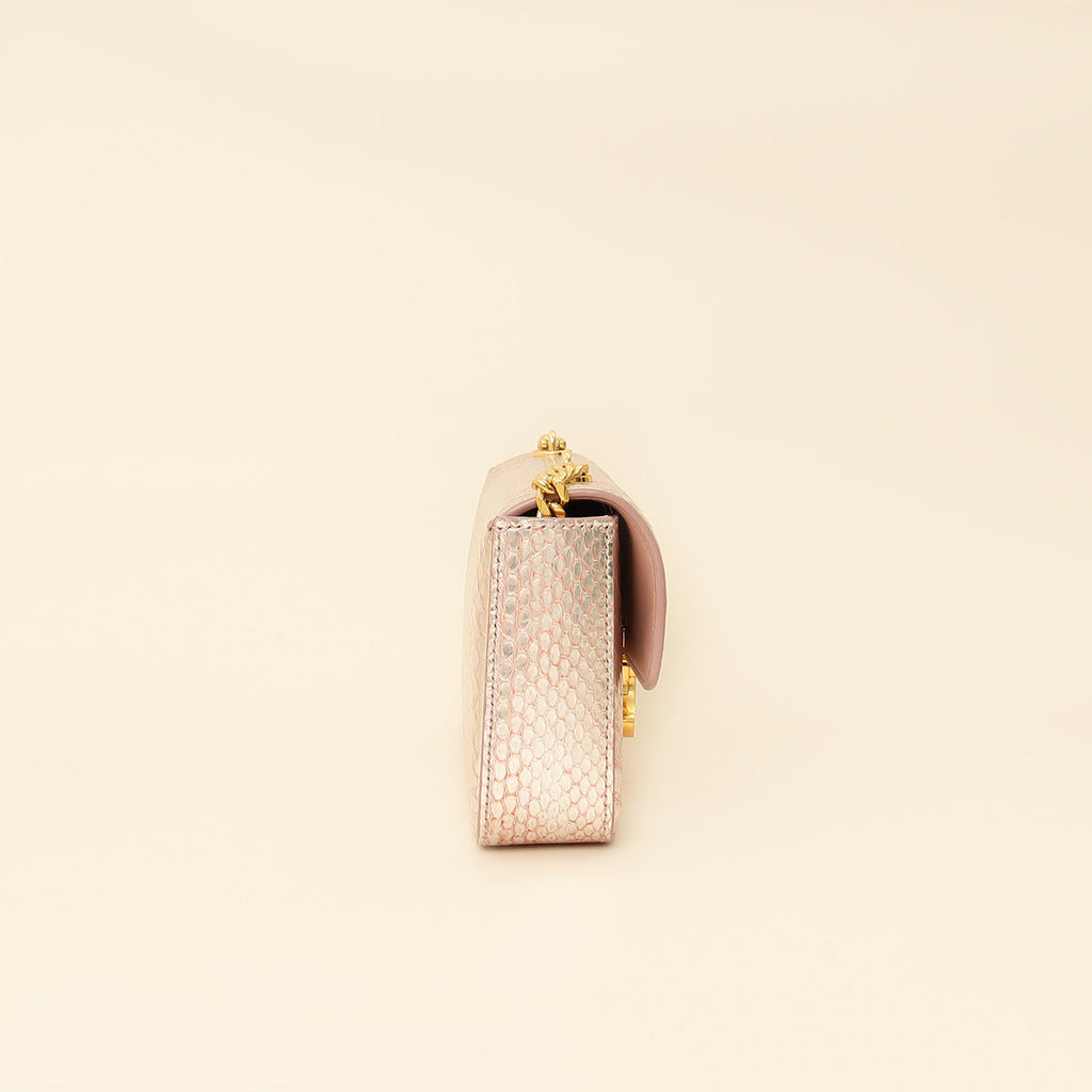Celine Rose Glace Python Claude Chain Shoulder Bag