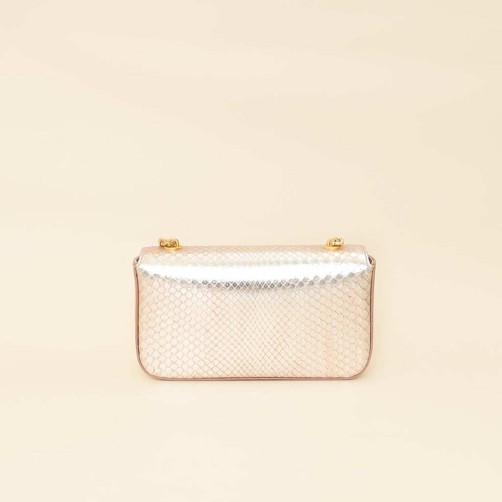 Celine Rose Glace Python Claude Chain Shoulder Bag