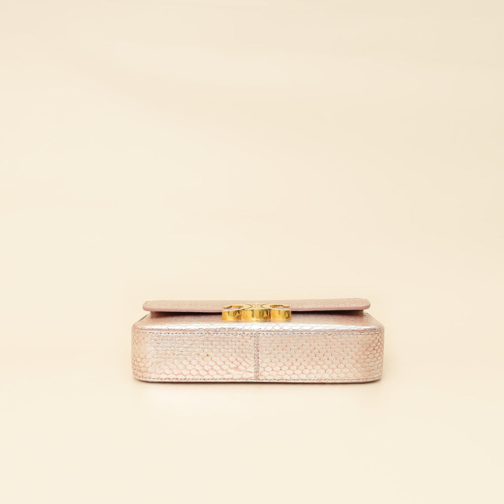 Celine Rose Glace Python Claude Chain Shoulder Bag