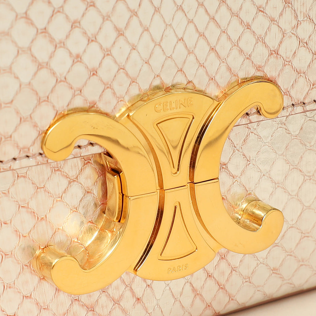 Celine Rose Glace Python Claude Chain Shoulder Bag