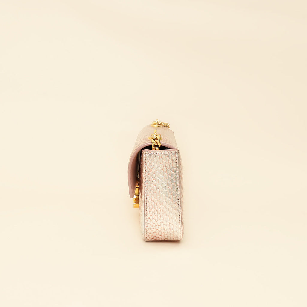 Celine Rose Glace Python Claude Chain Shoulder Bag
