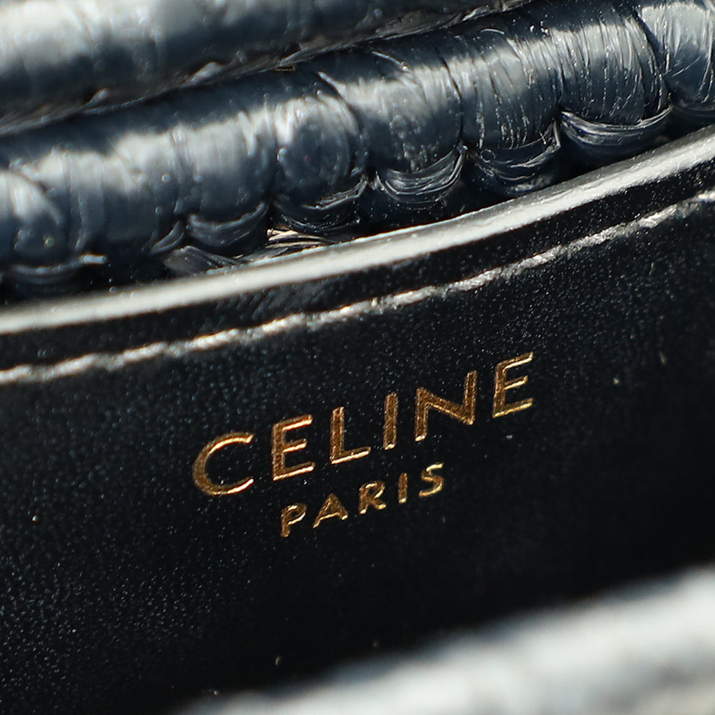 Celine Black Raffia Effect Claude Chain Shoulder Bag