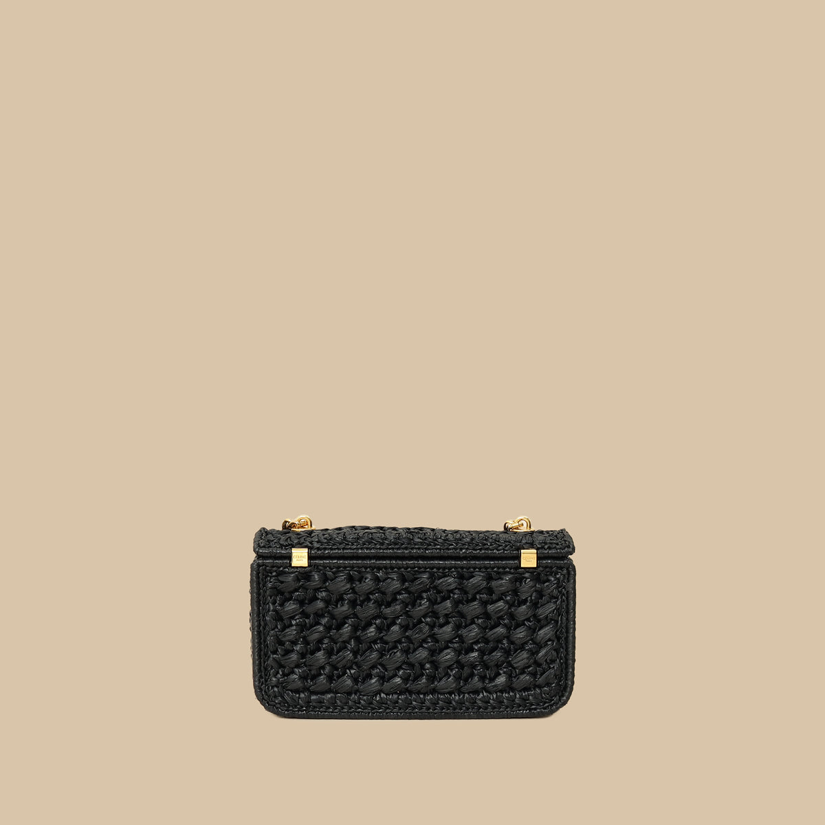 Celine Black Raffia Effect Claude Chain Shoulder Bag