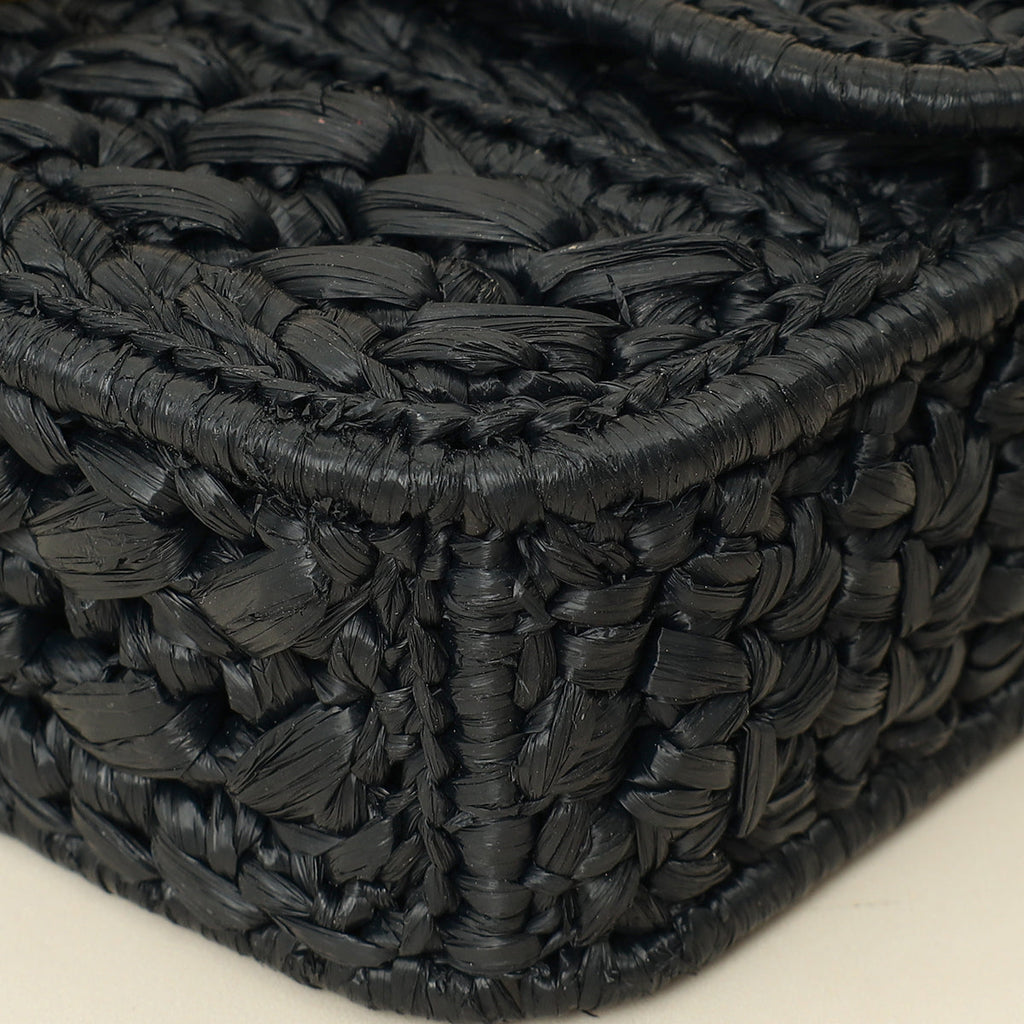 Celine Black Raffia Effect Claude Chain Shoulder Bag