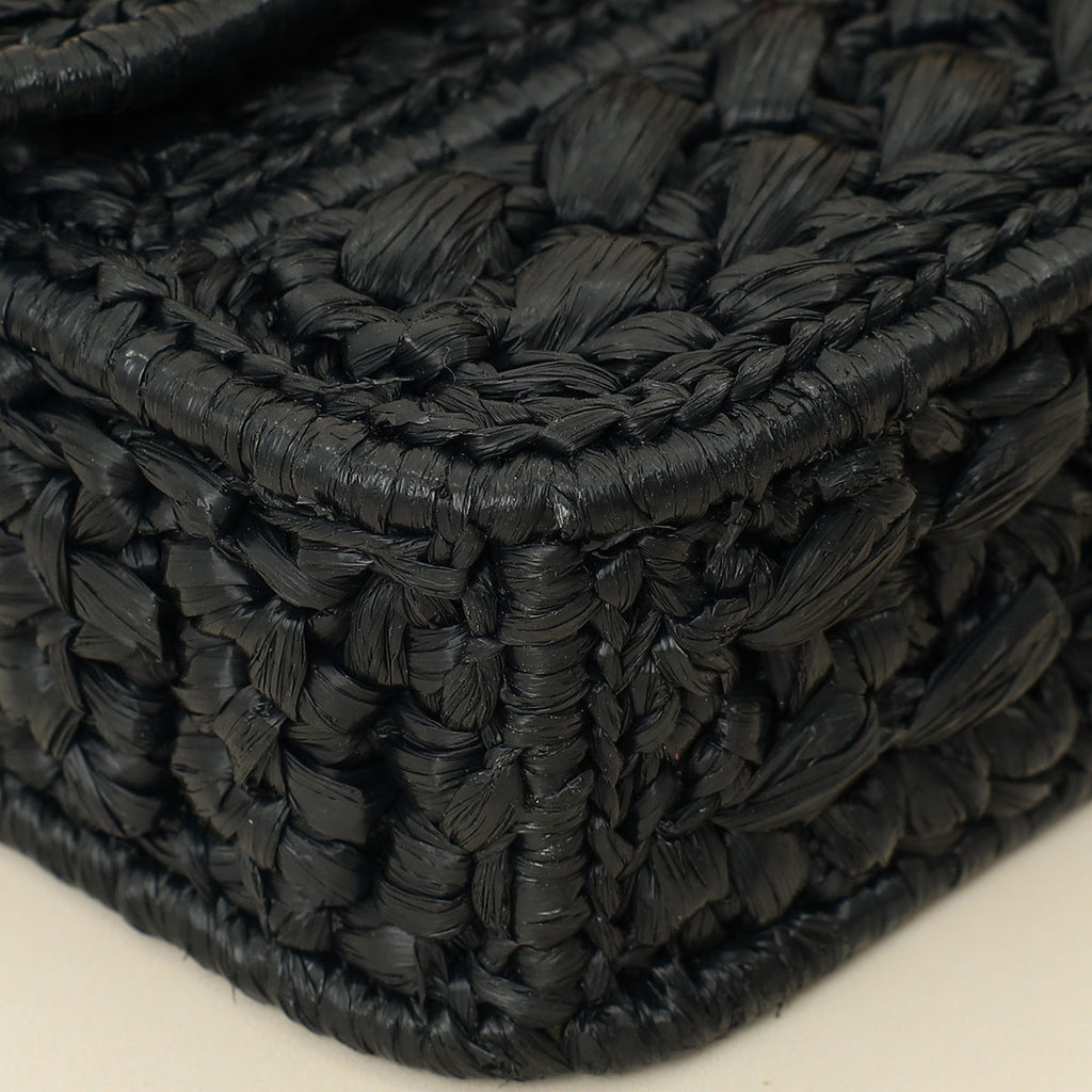 Celine Black Raffia Effect Claude Chain Shoulder Bag