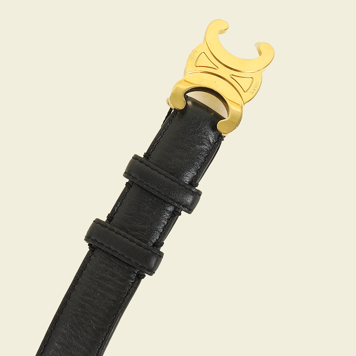 Celine Black Triomphe Belt 25mm Belt