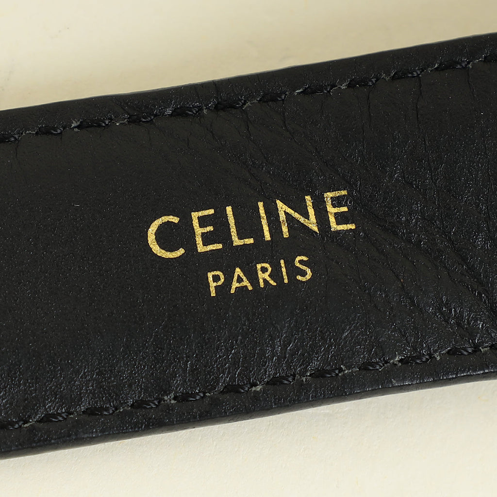 Celine Black Triomphe Belt 25mm Belt