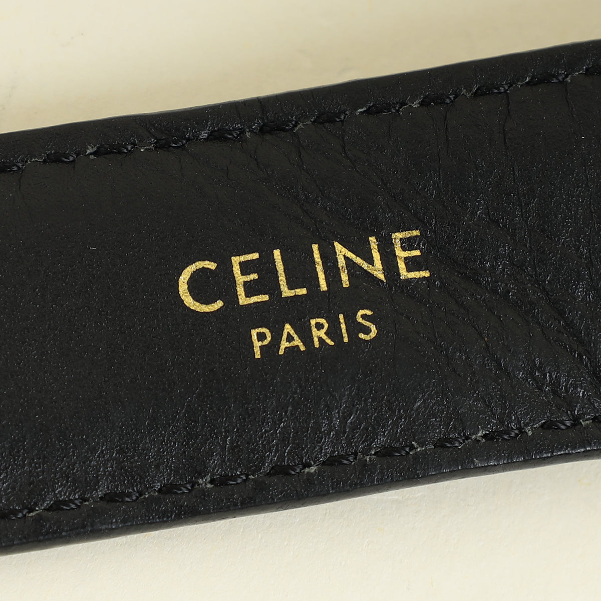Celine Black Triomphe Belt 25mm Belt
