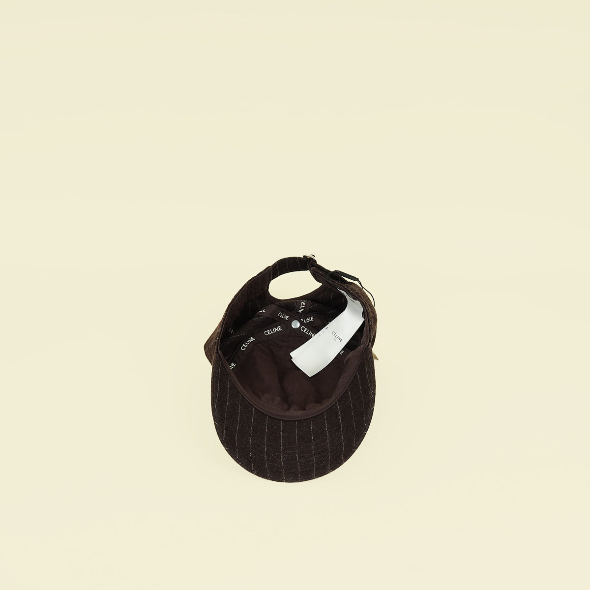 Celine Chocolate Logo-Embroidered Pinstriped Wool Hat