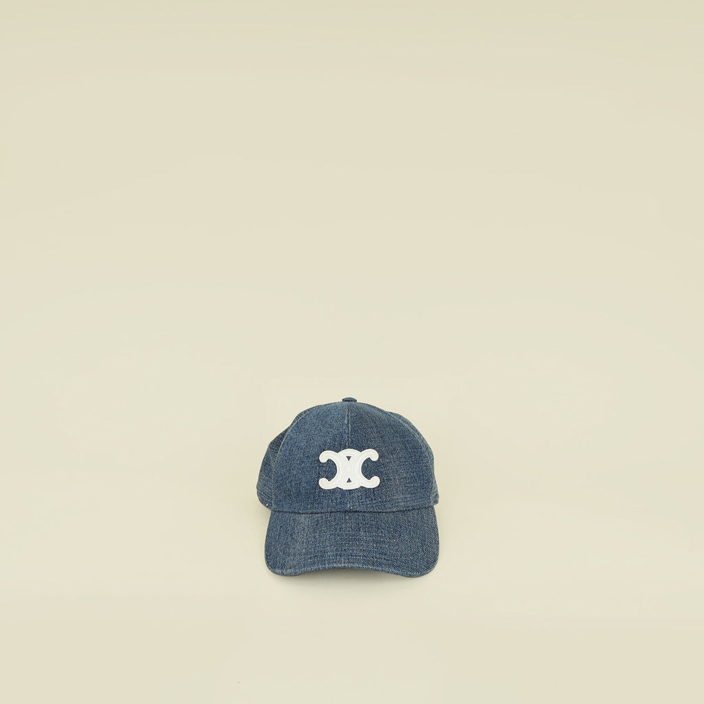 Celine Blue Denim Union Wash Triomphe Baseball Hat